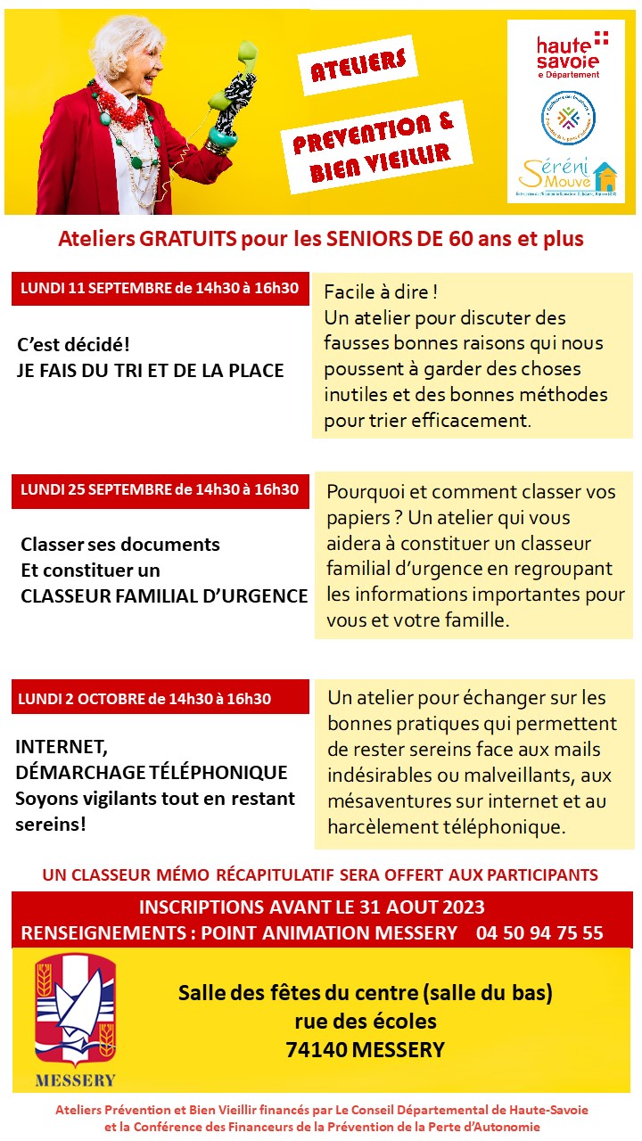 affiche ateliers séniors MESSERY